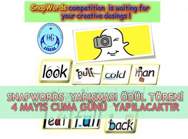 SnapWords Yarışması Ödül Töreni 4 Mayıs Cuma Günü Yapılacaktır.